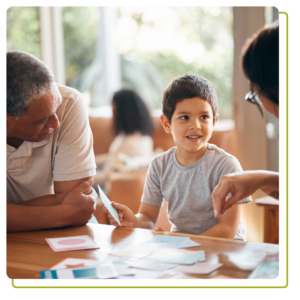  parents supporting child with lesson