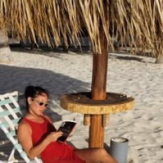 Woman reading in beach chair